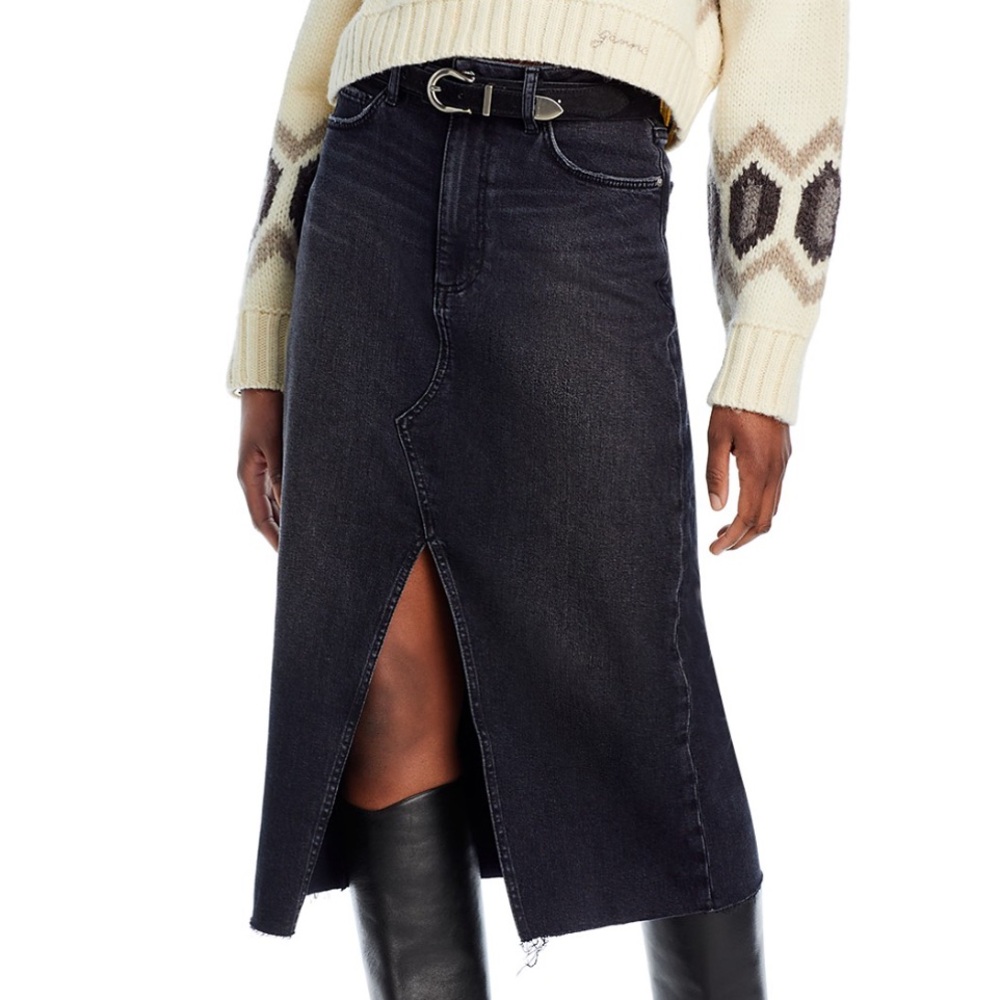 PAIGE Meadow Midi Denim Skirt - Picture 3 of 10